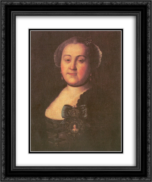 Portrait of a Mistress Agrippina Leontyevna Apraksina 20x24 Black Ornate Wood Framed Art Print Poster with Double Matting by Antropov, Aleksey