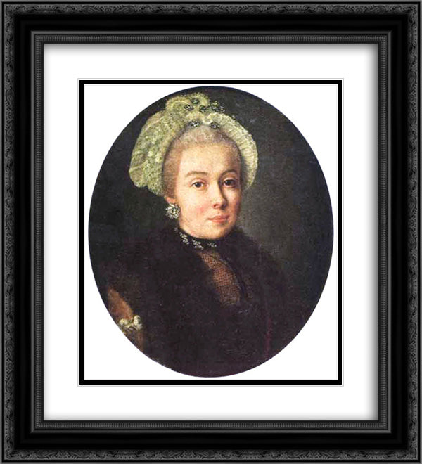 Portrait of an Unknown Lady 20x22 Black Ornate Wood Framed Art Print Poster with Double Matting by Antropov, Aleksey