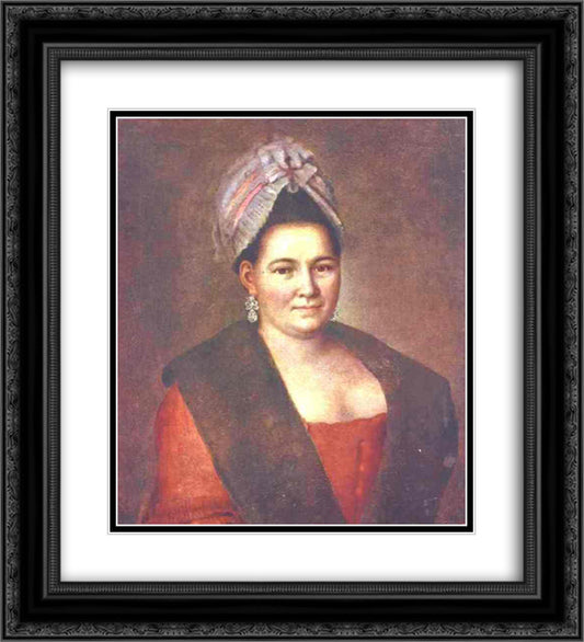 Portrait of an Unknown Woman 20x22 Black Ornate Wood Framed Art Print Poster with Double Matting by Antropov, Aleksey