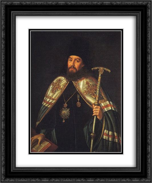 Portrait of archbishop Gavriil Petrov 20x24 Black Ornate Wood Framed Art Print Poster with Double Matting by Antropov, Aleksey