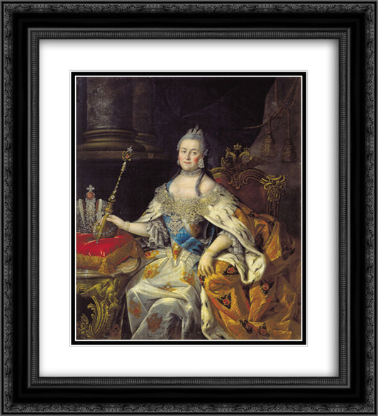 Portrait of Catherine II 20x22 Black Ornate Wood Framed Art Print Poster with Double Matting by Antropov, Aleksey