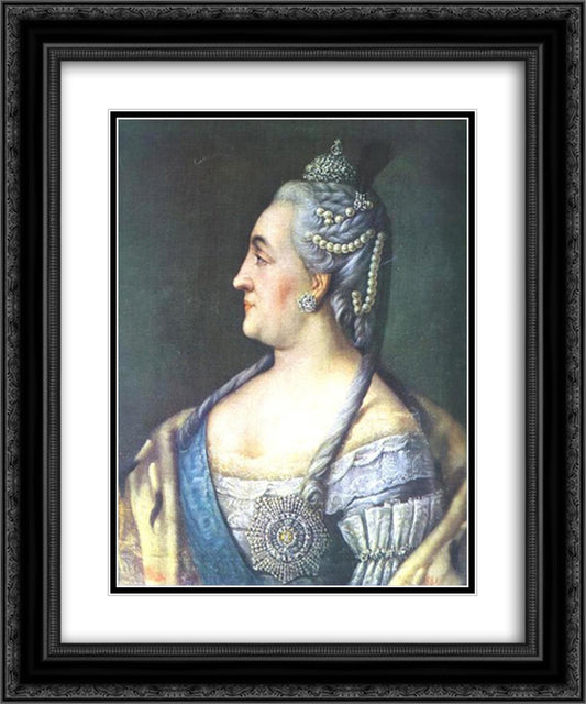 Portrait of Catherine II the Great 20x24 Black Ornate Wood Framed Art Print Poster with Double Matting by Antropov, Aleksey