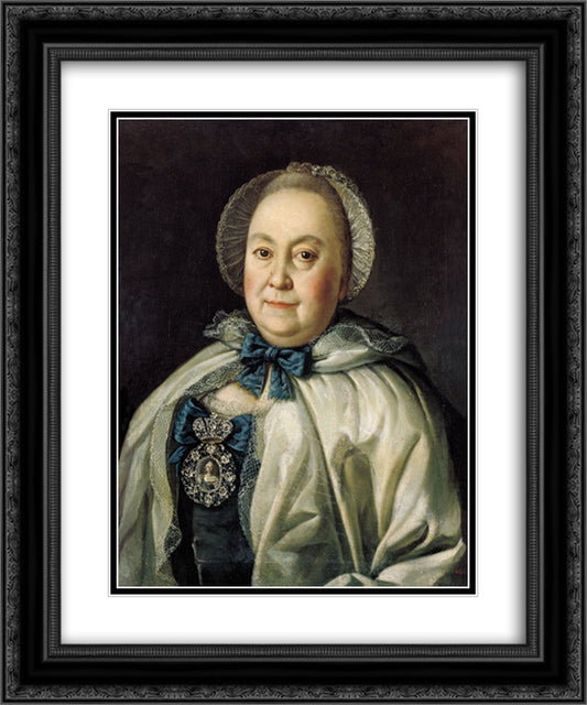 Portrait of Countess M.A.Rumyantzeva 20x24 Black Ornate Wood Framed Art Print Poster with Double Matting by Antropov, Aleksey