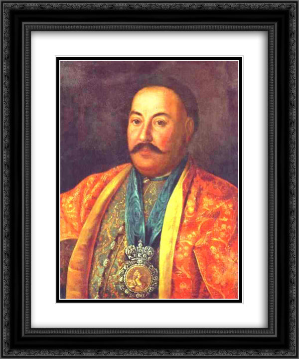 Portrait of F.Krasnoschiokov 20x24 Black Ornate Wood Framed Art Print Poster with Double Matting by Antropov, Aleksey