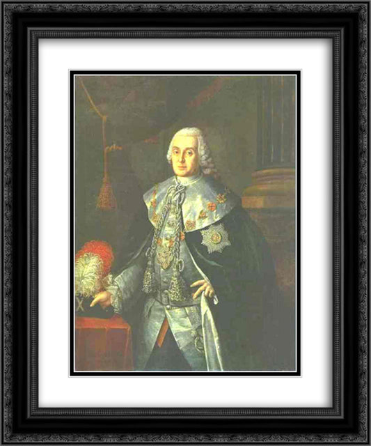 Portrait of General in Chief, Count William W.Fermor 20x24 Black Ornate Wood Framed Art Print Poster with Double Matting by Antropov, Aleksey