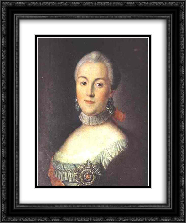 Portrait of Grand Duchess Catherine Alekseevna, Future Empress Catherine II the Great 20x24 Black Ornate Wood Framed Art Print Poster with Double Matting by Antropov, Aleksey