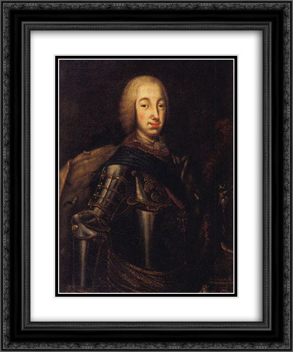 Portrait of Grand Duke Peter Fedotovich (later Peter III), 20x24 Black Ornate Wood Framed Art Print Poster with Double Matting by Antropov, Aleksey