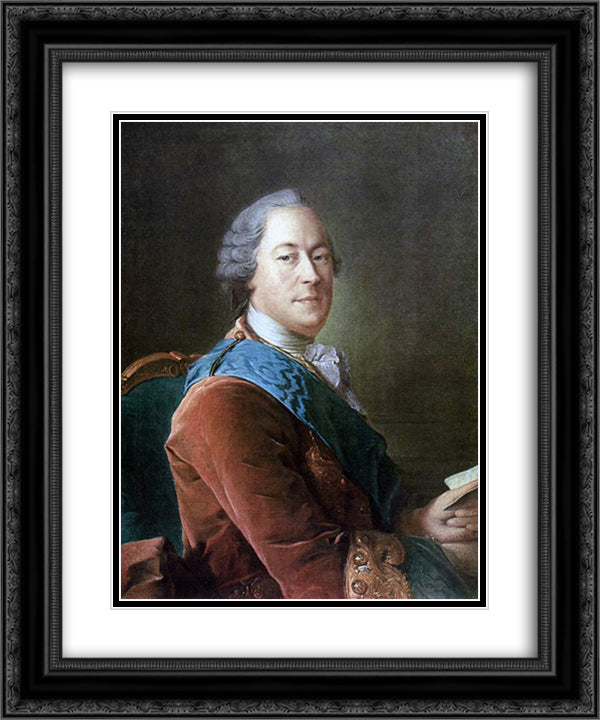 Portrait of Prince M.I.Vorontsov 20x24 Black Ornate Wood Framed Art Print Poster with Double Matting by Antropov, Aleksey