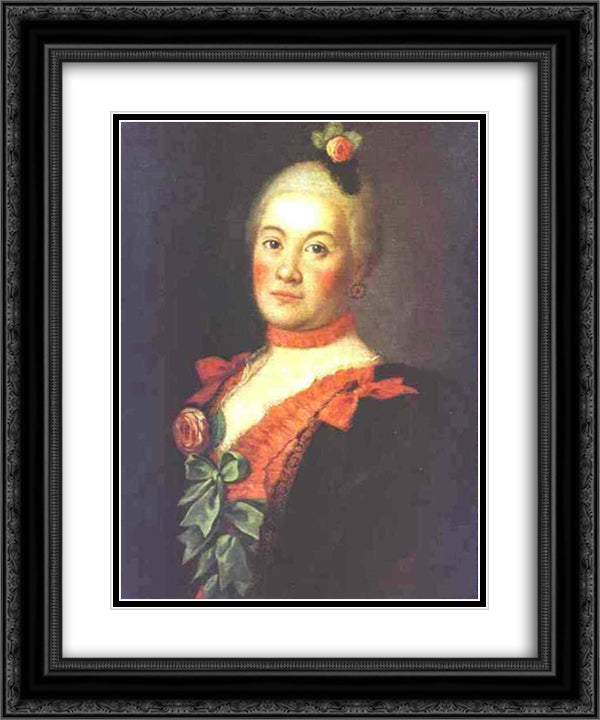 Portrait of Princess T.A.Trubetzkaya 20x24 Black Ornate Wood Framed Art Print Poster with Double Matting by Antropov, Aleksey