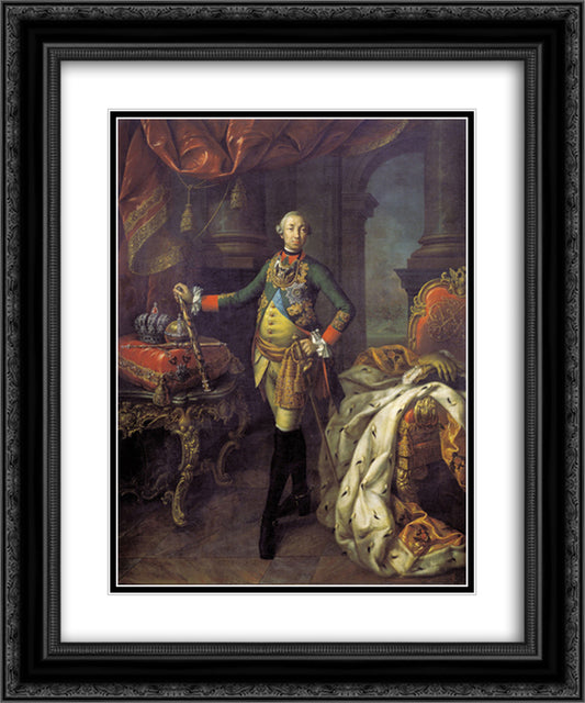 Portrait of Tsar Peter III (1728-62) 20x24 Black Ornate Wood Framed Art Print Poster with Double Matting by Antropov, Aleksey