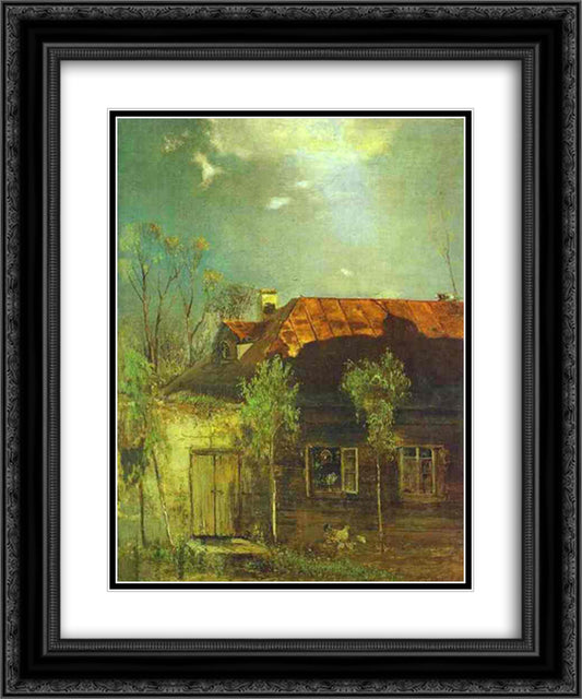 A Provincial Cottage. Spring 20x24 Black Ornate Wood Framed Art Print Poster with Double Matting by Savrasov, Aleksey