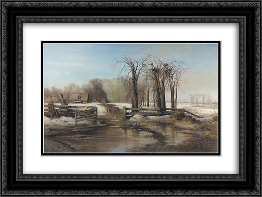 A spring day 24x18 Black Ornate Wood Framed Art Print Poster with Double Matting by Savrasov, Aleksey