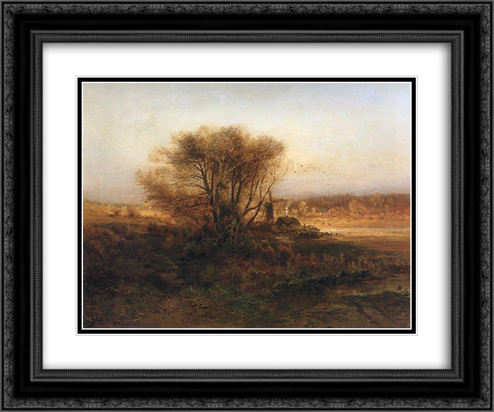 Autumn 24x20 Black Ornate Wood Framed Art Print Poster with Double Matting by Savrasov, Aleksey