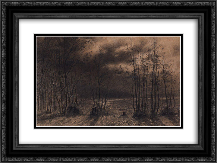 Autumn night 24x18 Black Ornate Wood Framed Art Print Poster with Double Matting by Savrasov, Aleksey