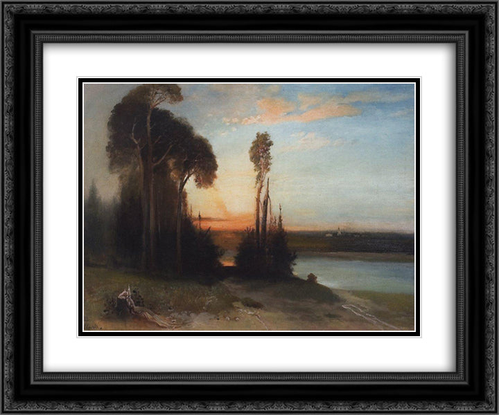 By evening 24x20 Black Ornate Wood Framed Art Print Poster with Double Matting by Savrasov, Aleksey