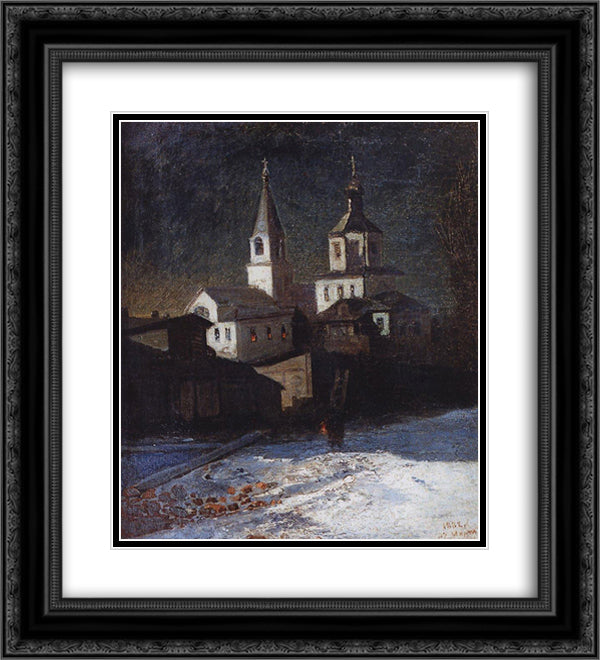 Church of Elijah the ordinary in Moscow 20x22 Black Ornate Wood Framed Art Print Poster with Double Matting by Savrasov, Aleksey