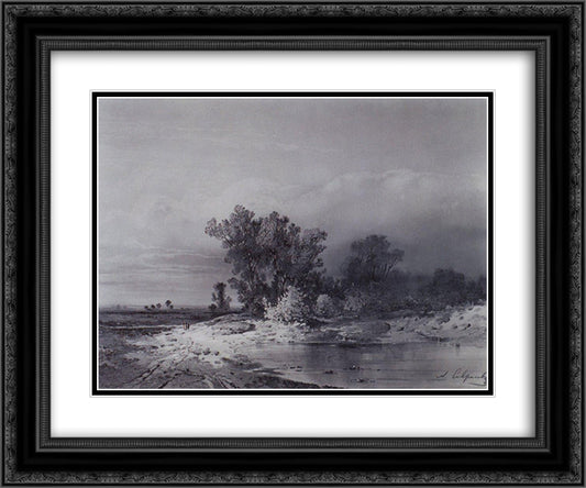 Clearance 24x20 Black Ornate Wood Framed Art Print Poster with Double Matting by Savrasov, Aleksey