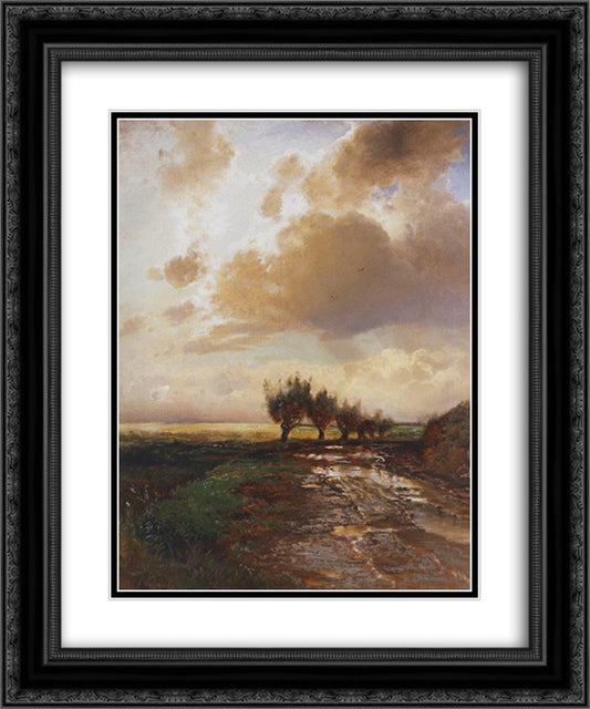 Country road 20x24 Black Ornate Wood Framed Art Print Poster with Double Matting by Savrasov, Aleksey