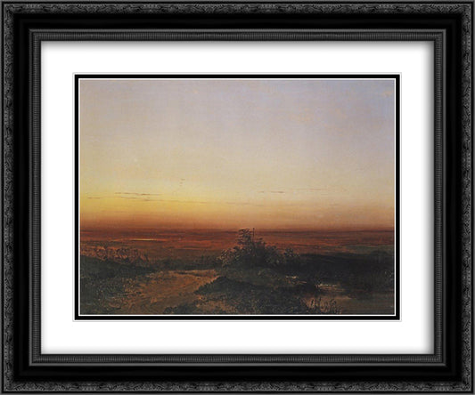 Dawn in the desert 24x20 Black Ornate Wood Framed Art Print Poster with Double Matting by Savrasov, Aleksey