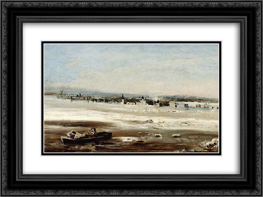 Drifting ice on the Volga 24x18 Black Ornate Wood Framed Art Print Poster with Double Matting by Savrasov, Aleksey