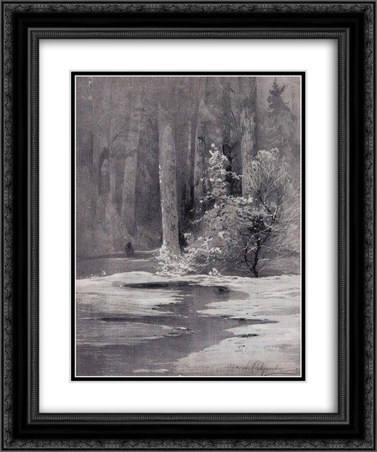 Early spring. Backwoods 20x24 Black Ornate Wood Framed Art Print Poster with Double Matting by Savrasov, Aleksey