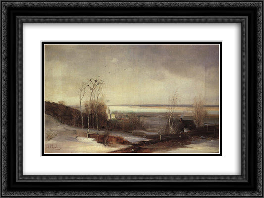 Early spring. Dali 24x18 Black Ornate Wood Framed Art Print Poster with Double Matting by Savrasov, Aleksey