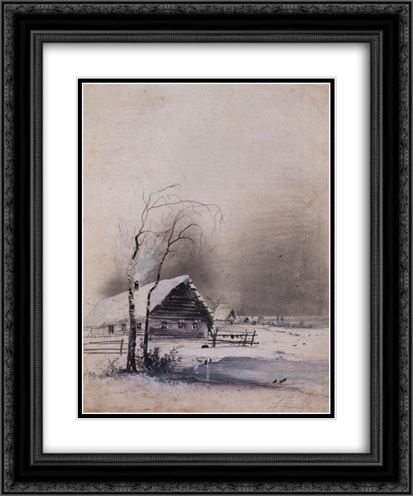 Early spring 20x24 Black Ornate Wood Framed Art Print Poster with Double Matting by Savrasov, Aleksey