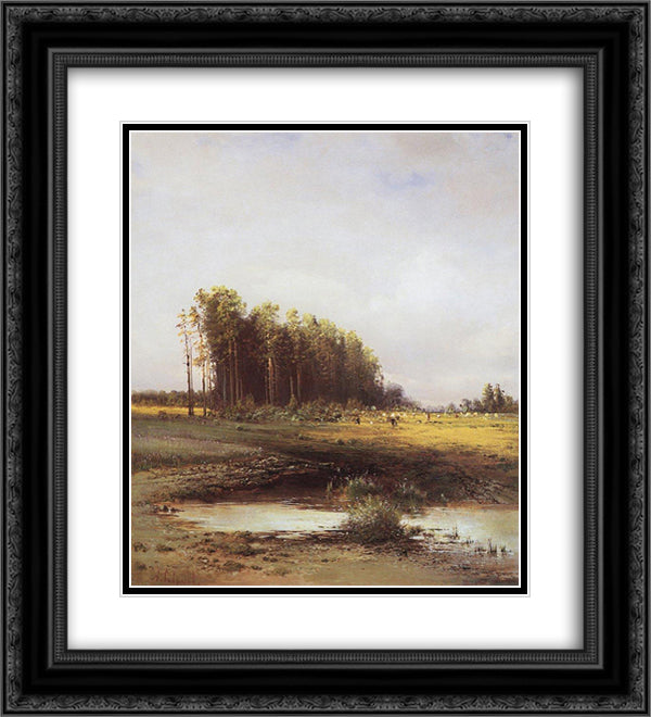 Elk Island 20x22 Black Ornate Wood Framed Art Print Poster with Double Matting by Savrasov, Aleksey