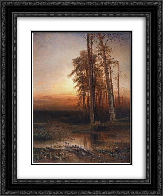 Evening 20x24 Black Ornate Wood Framed Art Print Poster with Double Matting by Savrasov, Aleksey