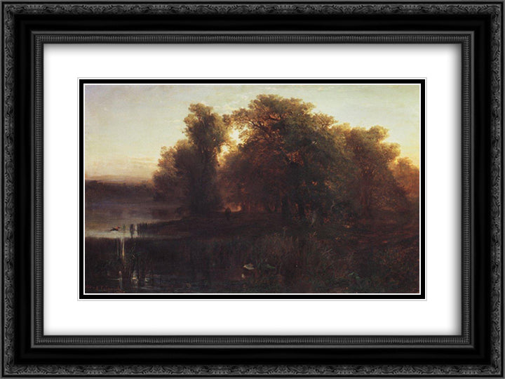 Evening Landscape 24x18 Black Ornate Wood Framed Art Print Poster with Double Matting by Savrasov, Aleksey