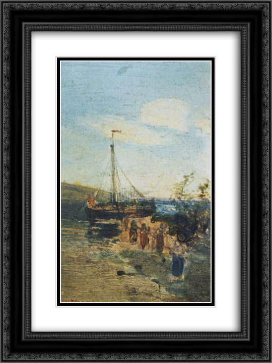 Feminine strap 18x24 Black Ornate Wood Framed Art Print Poster with Double Matting by Savrasov, Aleksey