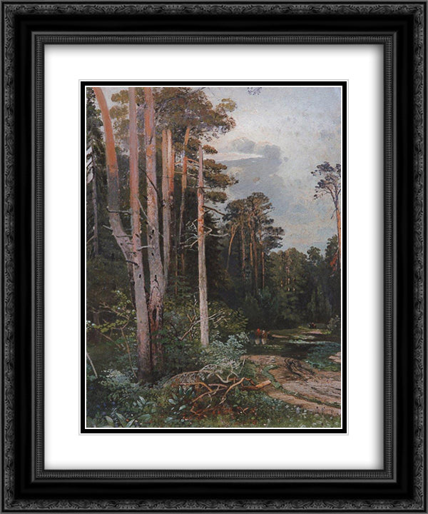 Forest road in Sokolniki 20x24 Black Ornate Wood Framed Art Print Poster with Double Matting by Savrasov, Aleksey