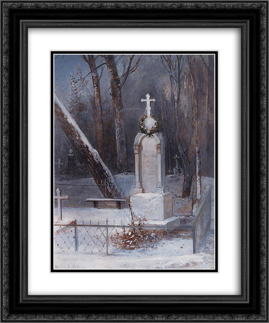 Grave 20x24 Black Ornate Wood Framed Art Print Poster with Double Matting by Savrasov, Aleksey