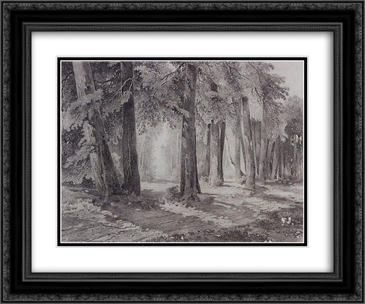 In the park 24x20 Black Ornate Wood Framed Art Print Poster with Double Matting by Savrasov, Aleksey