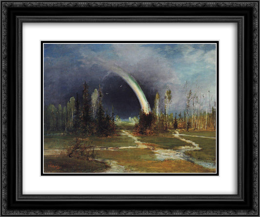 Landscape with a Rainbow 24x20 Black Ornate Wood Framed Art Print Poster with Double Matting by Savrasov, Aleksey