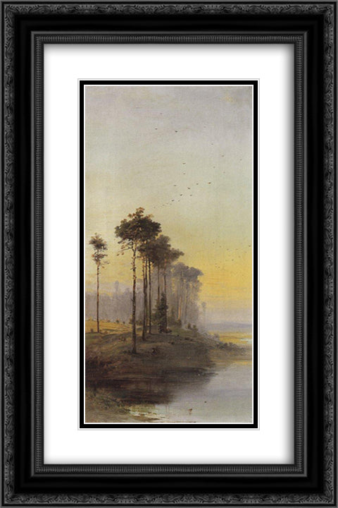 Landscape with pines 16x24 Black Ornate Wood Framed Art Print Poster with Double Matting by Savrasov, Aleksey