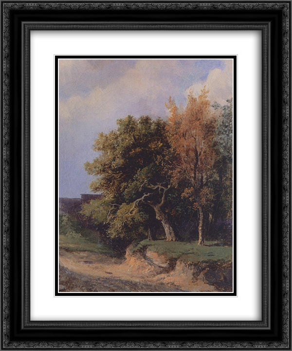 Landscape with road 20x24 Black Ornate Wood Framed Art Print Poster with Double Matting by Savrasov, Aleksey