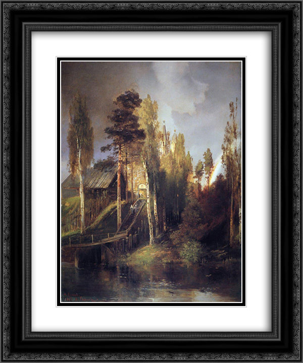 Monastery Gates 20x24 Black Ornate Wood Framed Art Print Poster with Double Matting by Savrasov, Aleksey