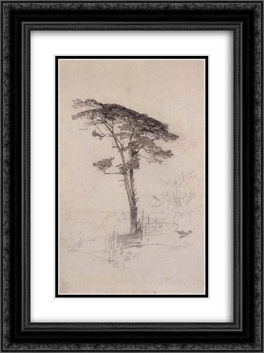 Pine 18x24 Black Ornate Wood Framed Art Print Poster with Double Matting by Savrasov, Aleksey