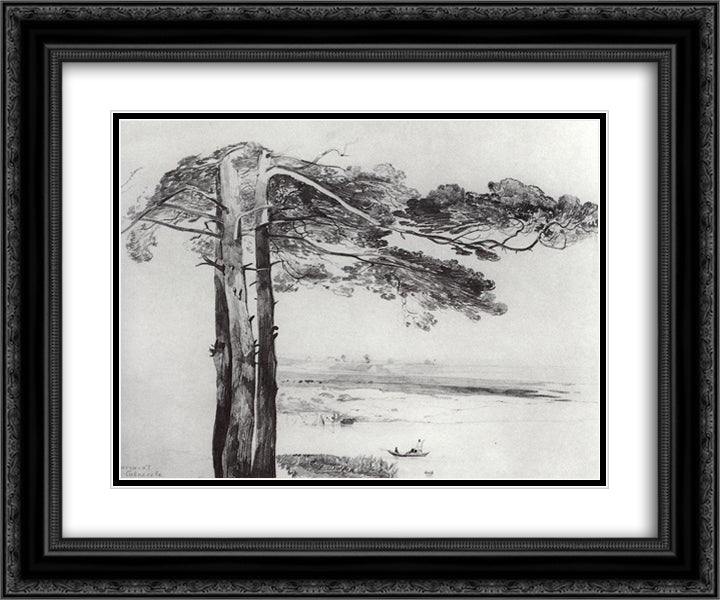 Pine from Gusareva 24x20 Black Ornate Wood Framed Art Print Poster with Double Matting by Savrasov, Aleksey