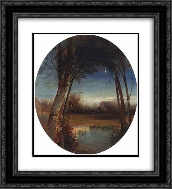 River landscape 20x22 Black Ornate Wood Framed Art Print Poster with Double Matting by Savrasov, Aleksey