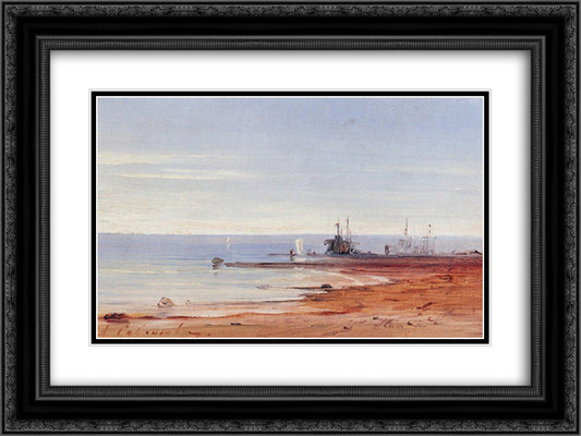 Sea 24x18 Black Ornate Wood Framed Art Print Poster with Double Matting by Savrasov, Aleksey