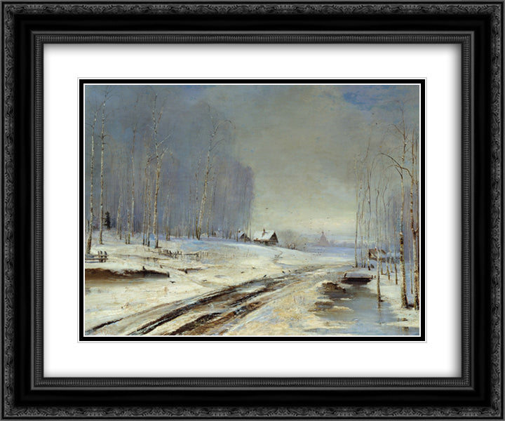 Sea of Mud. 24x20 Black Ornate Wood Framed Art Print Poster with Double Matting by Savrasov, Aleksey