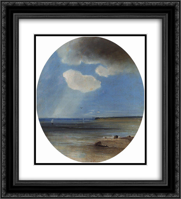 Seascape 20x22 Black Ornate Wood Framed Art Print Poster with Double Matting by Savrasov, Aleksey