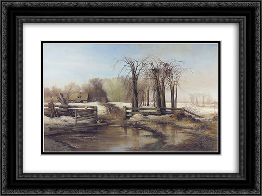 Spring Day 24x18 Black Ornate Wood Framed Art Print Poster with Double Matting by Savrasov, Aleksey