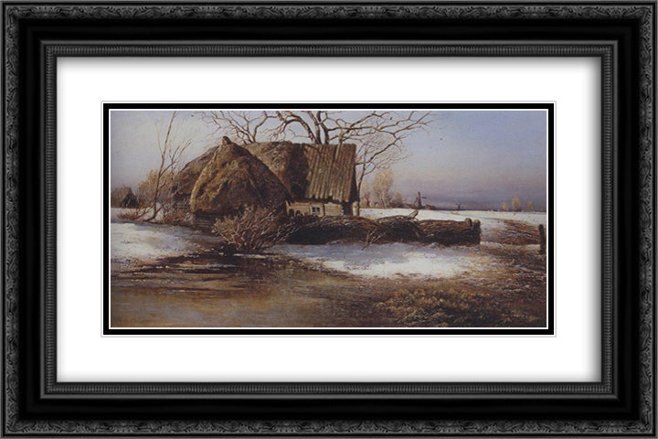 Spring is coming 24x16 Black Ornate Wood Framed Art Print Poster with Double Matting by Savrasov, Aleksey