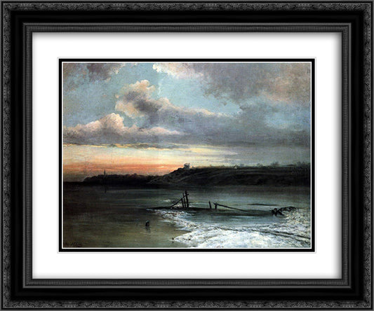 Spring Thaw 24x20 Black Ornate Wood Framed Art Print Poster with Double Matting by Savrasov, Aleksey