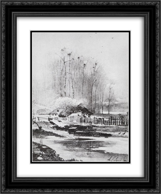 Strongly melts 20x24 Black Ornate Wood Framed Art Print Poster with Double Matting by Savrasov, Aleksey