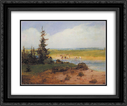 Summer Landscape 24x20 Black Ornate Wood Framed Art Print Poster with Double Matting by Savrasov, Aleksey