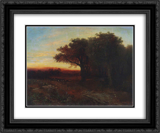 Sunset 24x20 Black Ornate Wood Framed Art Print Poster with Double Matting by Savrasov, Aleksey